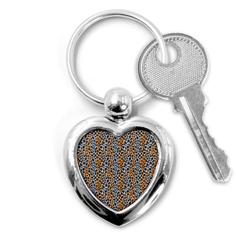 Blue Brown Leopard Key Chain (Heart) from ArtsNow.com Front