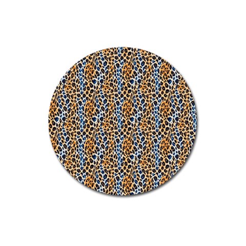 Blue Brown Leopard Magnet 3  (Round) from ArtsNow.com Front