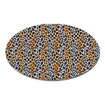 Blue Brown Leopard Oval Magnet