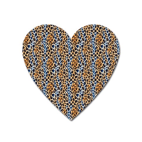 Blue Brown Leopard Heart Magnet from ArtsNow.com Front