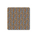 Blue Brown Leopard Square Magnet
