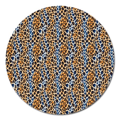 Blue Brown Leopard Magnet 5  (Round) from ArtsNow.com Front