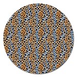 Blue Brown Leopard Magnet 5  (Round)