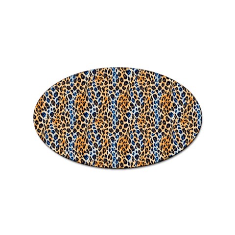 Blue Brown Leopard Sticker Oval (100 pack) from ArtsNow.com Front