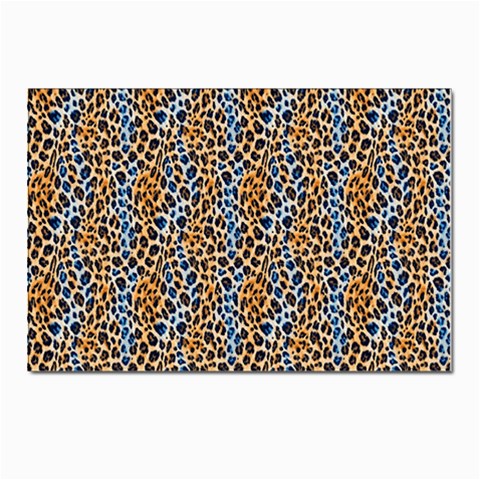 Blue Brown Leopard Postcard 7  x 5  (Pkg of 10) from ArtsNow.com Front