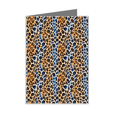 Blue Brown Leopard Mini Greeting Card from ArtsNow.com Left