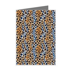 Blue Brown Leopard Mini Greeting Card from ArtsNow.com Left