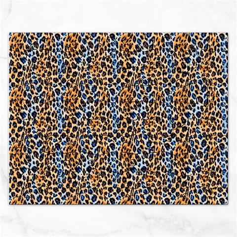 Blue Brown Leopard Rectangular Jigsaw Puzzl from ArtsNow.com Front