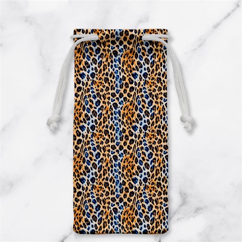 Blue Brown Leopard Jewelry Bag from ArtsNow.com Front