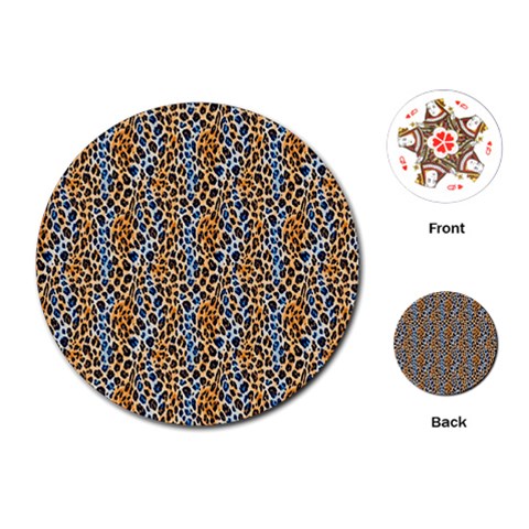 Blue Brown Leopard Playing Cards Single Design (Round) from ArtsNow.com Front