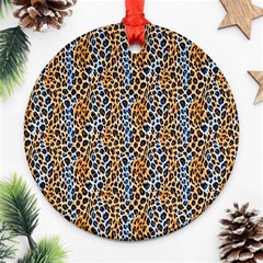 Blue Brown Leopard Round Ornament (Two Sides) from ArtsNow.com Back