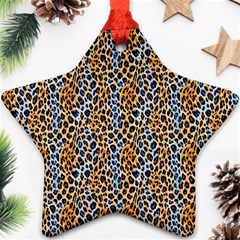 Blue Brown Leopard Star Ornament (Two Sides) from ArtsNow.com Front