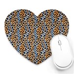 Blue Brown Leopard Heart Mousepad