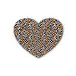 Blue Brown Leopard Rubber Heart Coaster (4 pack)