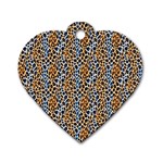Blue Brown Leopard Dog Tag Heart (Two Sides)