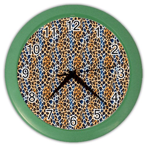 Blue Brown Leopard Color Wall Clock from ArtsNow.com Front