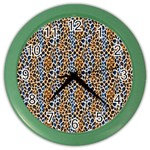 Blue Brown Leopard Color Wall Clock