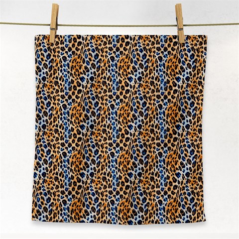 Blue Brown Leopard Face Towel from ArtsNow.com Front