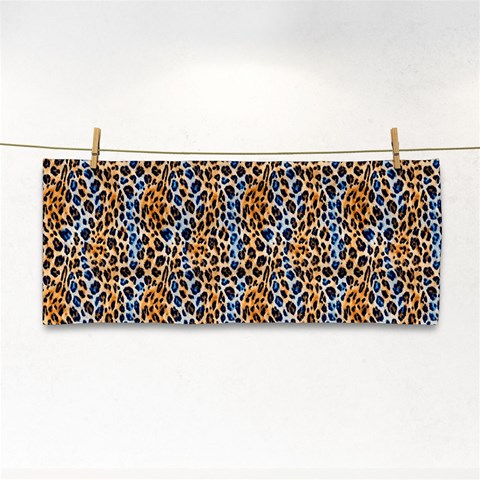 Blue Brown Leopard Hand Towel from ArtsNow.com Front
