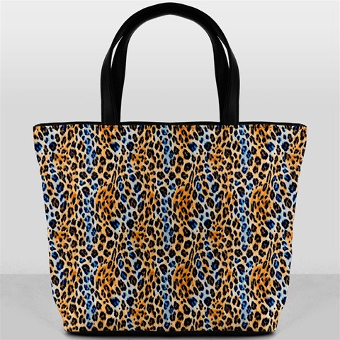 Blue Brown Leopard Bucket Bag from ArtsNow.com Front