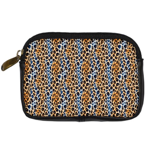 Blue Brown Leopard Digital Camera Leather Case from ArtsNow.com Front