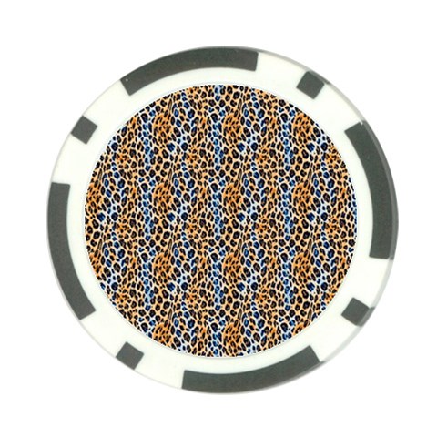 Blue Brown Leopard Poker Chip Card Guard (10 pack) from ArtsNow.com Front