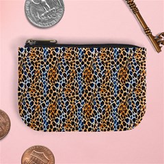 Blue Brown Leopard Mini Coin Purse from ArtsNow.com Front