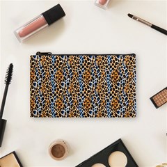 Blue Brown Leopard Cosmetic Bag (Small) from ArtsNow.com Front