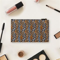 Blue Brown Leopard Cosmetic Bag (Small) from ArtsNow.com Back