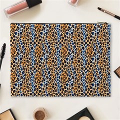 Blue Brown Leopard Cosmetic Bag (XL) from ArtsNow.com Back