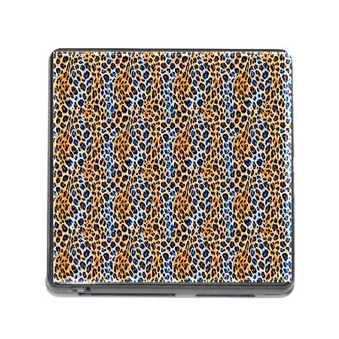 Blue Brown Leopard Memory Card Reader (Square 5 Slot) from ArtsNow.com Front
