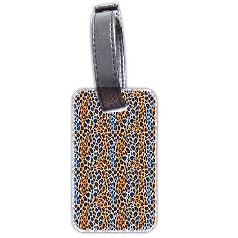 Blue Brown Leopard Luggage Tag (two sides) from ArtsNow.com Front