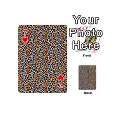 Blue Brown Leopard Playing Cards 54 Designs (Mini) from ArtsNow.com Front - Heart7