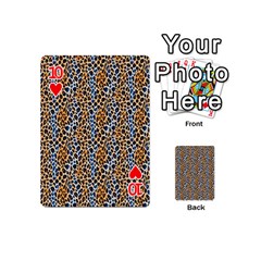 Blue Brown Leopard Playing Cards 54 Designs (Mini) from ArtsNow.com Front - Heart10