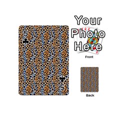 Blue Brown Leopard Playing Cards 54 Designs (Mini) from ArtsNow.com Front - Club5