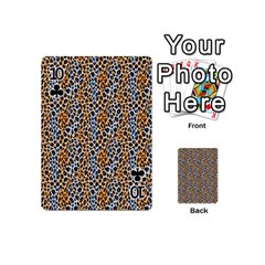 Blue Brown Leopard Playing Cards 54 Designs (Mini) from ArtsNow.com Front - Club10
