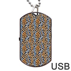 Blue Brown Leopard Dog Tag USB Flash (Two Sides) from ArtsNow.com Back