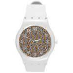 Blue Brown Leopard Round Plastic Sport Watch (M)