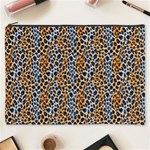 Blue Brown Leopard Cosmetic Bag (XXXL)