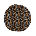 Blue Brown Leopard Standard 15  Premium Round Cushions