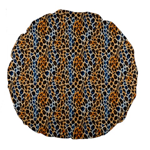 Blue Brown Leopard Large 18  Premium Round Cushions from ArtsNow.com Front