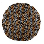 Blue Brown Leopard Large 18  Premium Round Cushions