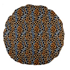 Blue Brown Leopard Large 18  Premium Round Cushions from ArtsNow.com Back