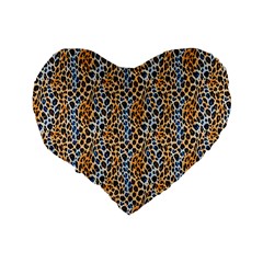 Blue Brown Leopard Standard 16  Premium Heart Shape Cushions from ArtsNow.com Back