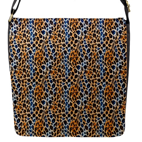 Blue Brown Leopard Flap Closure Messenger Bag (S) from ArtsNow.com Front