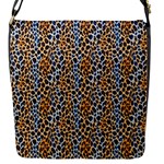 Blue Brown Leopard Flap Closure Messenger Bag (S)
