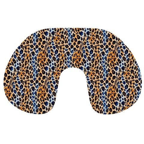 Blue Brown Leopard Travel Neck Pillow from ArtsNow.com Front