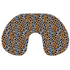 Blue Brown Leopard Travel Neck Pillow from ArtsNow.com Front