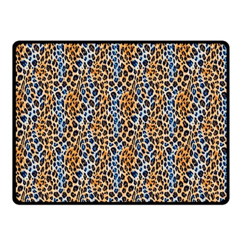 Blue Brown Leopard 50  x 40  Two Sides Fleece Blanket (Small) from ArtsNow.com 45 x34  Blanket Front