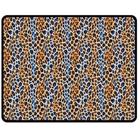 Blue Brown Leopard 60  x 50  Two Sides Fleece Blanket (Medium) from ArtsNow.com 58.8 x47.4  Blanket Front